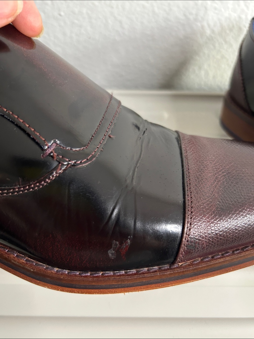 Ted Baker Men's Black and Burgundy Leather Monk Strap Shoes - Picture 8 of 15